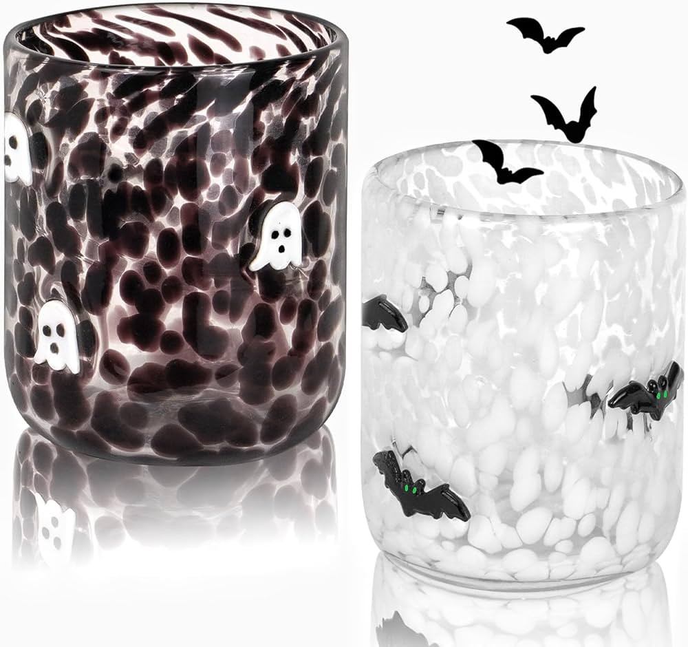 2 Pcs Halloween Icon Juice Glasses, 14oz Icon Stemless Drinking Glasses Set, Ideal for Gift & Hal... | Amazon (US)