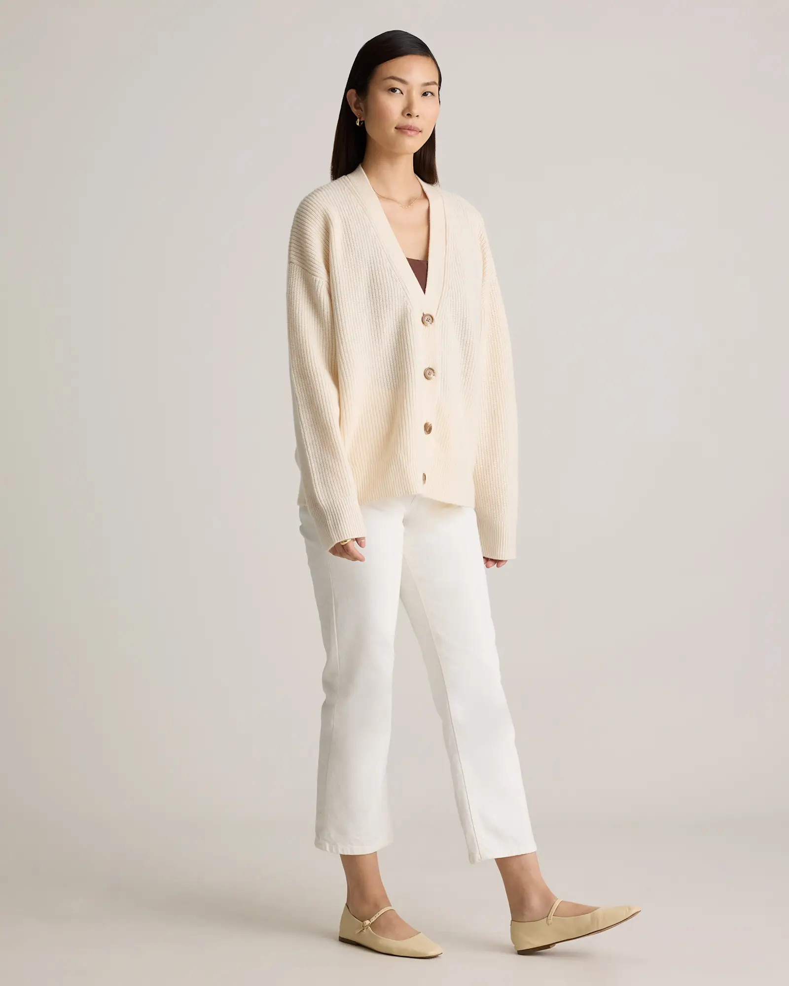 Mongolian Cashmere Fisherman Boxy Cropped Cardigan Sweater | Quince