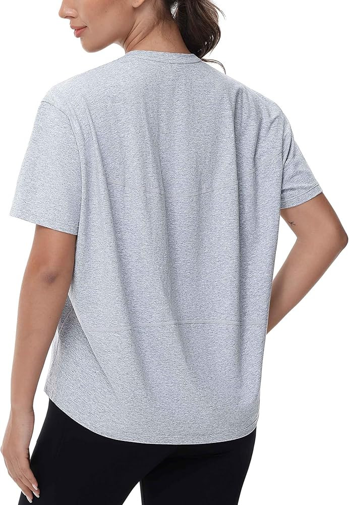 THE GYM PEOPLE Women's Short Sleeve Workout T-Shirts Back Loose Fit Running Yoga Tee Tops | Amazon (US)