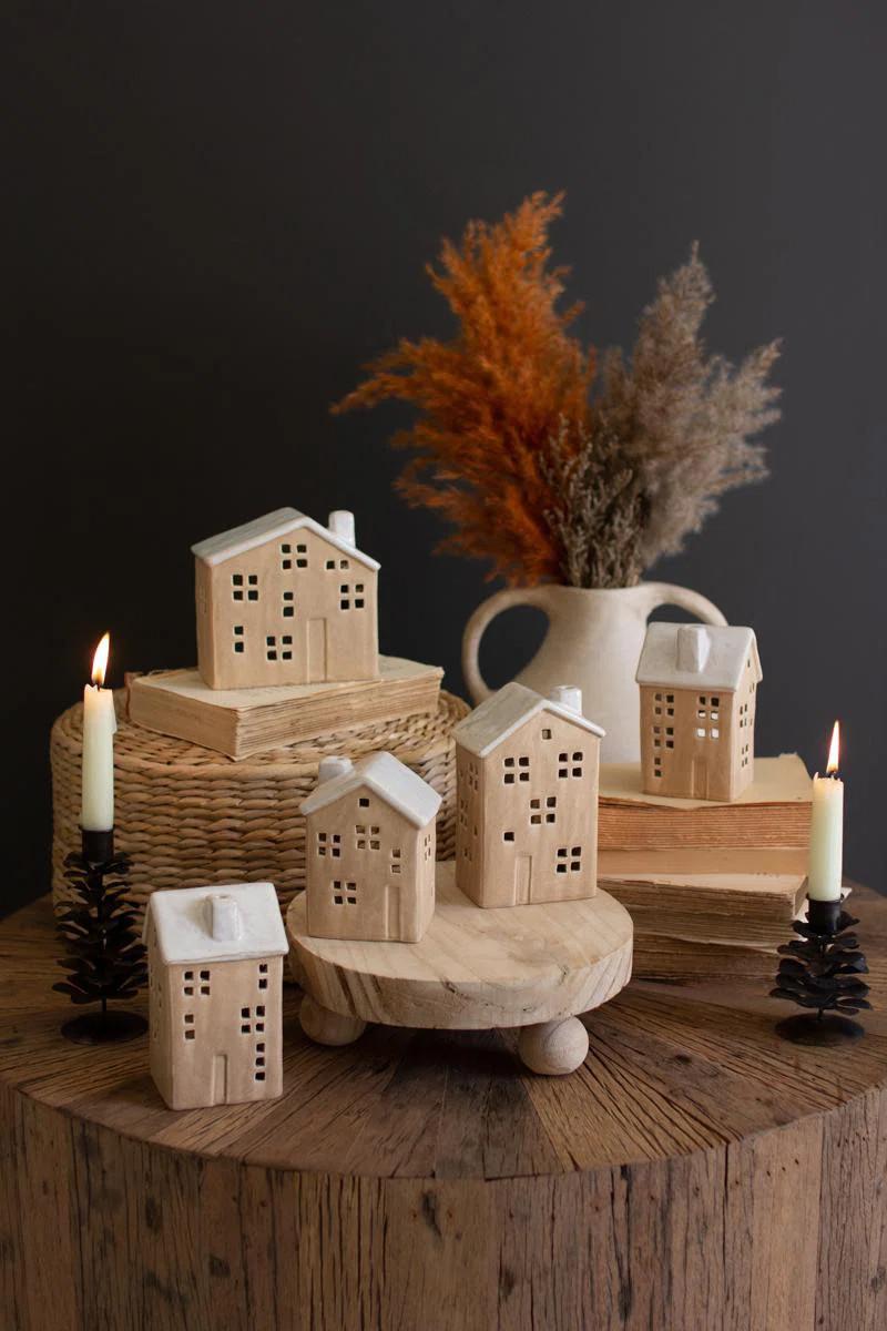 SET OF FIVE CERAMIC HOUSES | Joss & Main