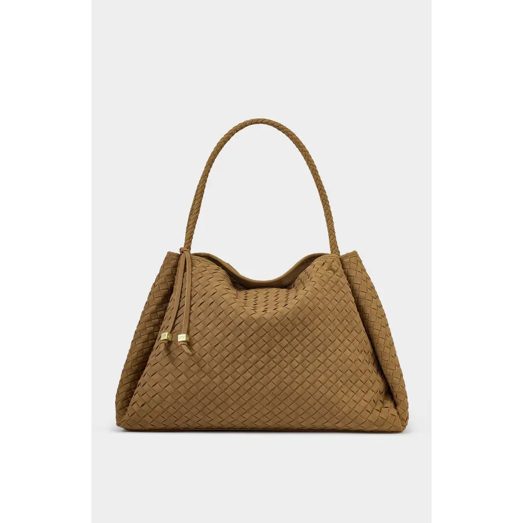 Katie Loxton Nova Hand Woven Large Shoulder Bag in Light Caramel Suedette at Nordstrom | Nordstrom