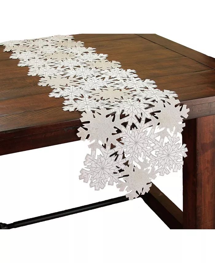 Shimmer Snowflake Embroidered Collection Cutwork Table Runner, 54" x 15" | Macy's