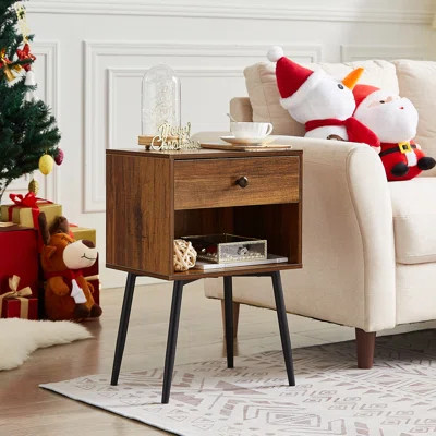 Almendarez Mid-Century Modern Wood Nightstand For Bedroom Storage Drawer | Wayfair Professional