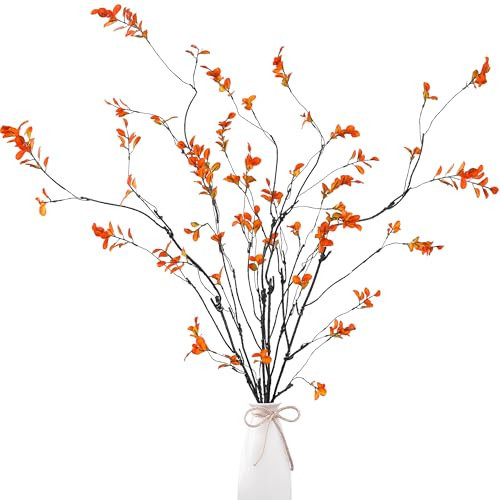 Sggvecsy 47.2’’ 4Pcs Fall Artificial Ficus Branches Artificial Fall Stems Faux Ficus Twig Plants Fake Leaf Fall Eucalyptus Branches for Thanksgiving Autumn Home Office Wedding Vase Filler Decoration | Amazon (US)