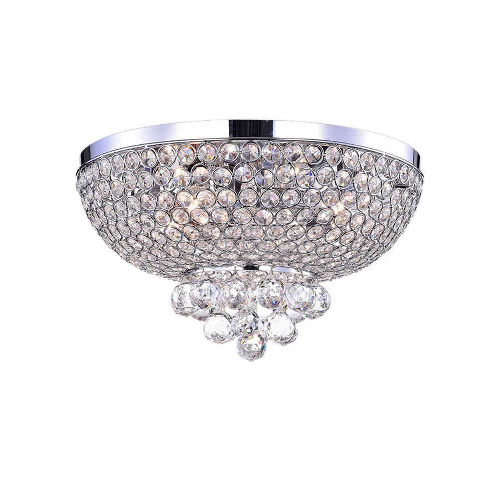 Warehouse of Tiffany Jassko 4-Light Chrome Flush Mount with Crystal Shade-RL8184CH - The Home Dep... | The Home Depot