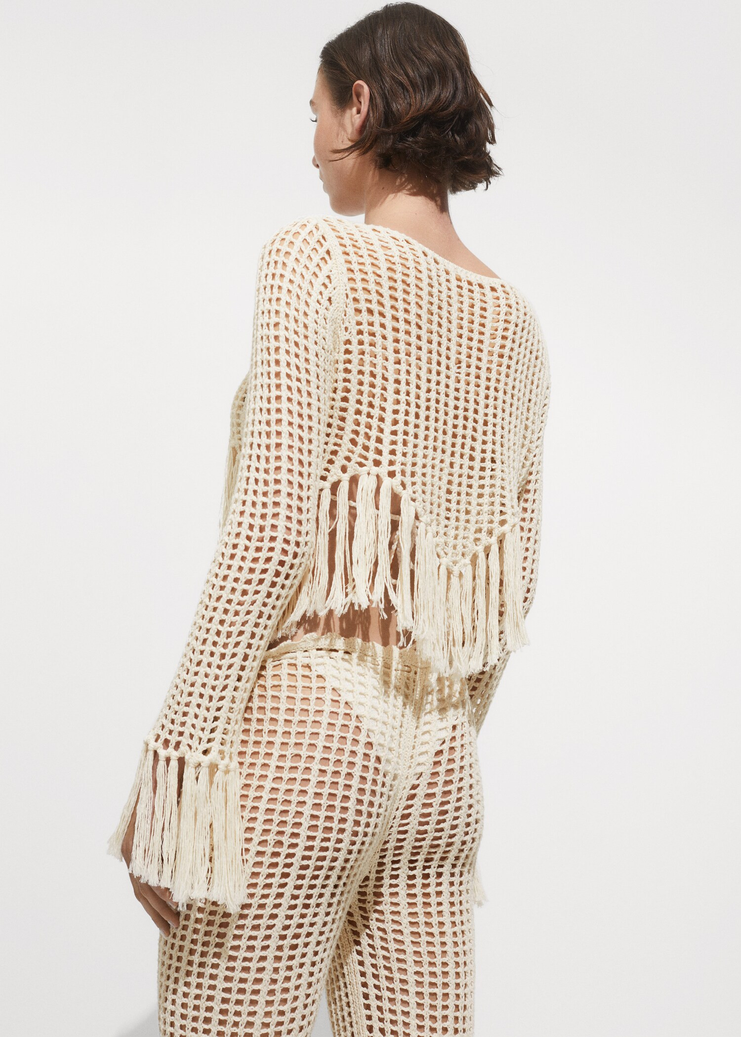 Openwork knitted sweater with fringes | MANGO (US)