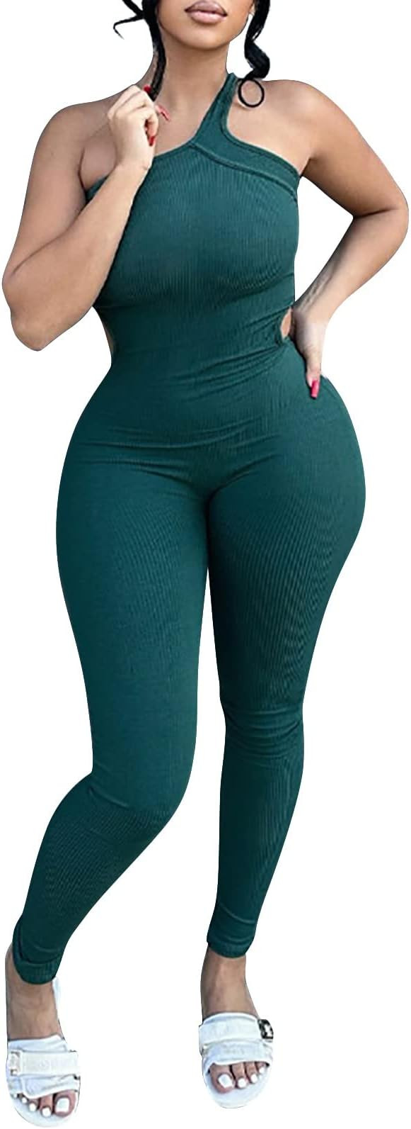 Womens One Piece Bodycon Jumpsuit, Women's Sexy Long Sleeve Bodycon Solid Outfits Club Rompers Ju... | Amazon (US)