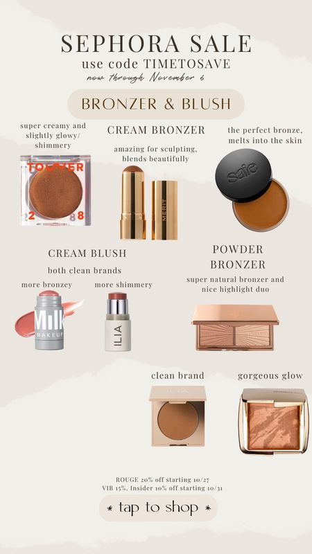 Sephora sale bronzer and blush picks

#LTKHolidaySale #LTKHoliday #LTKsalealert