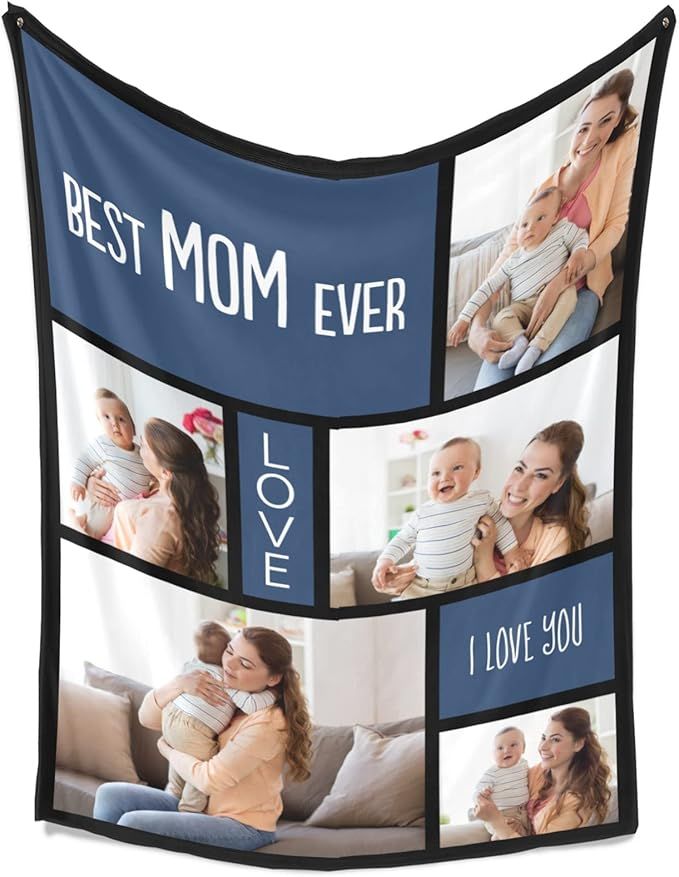 Best Mom Ever Gifts, Mom Gifts for Christmas, Custom Blankets with Photos, Personalized Photo Bla... | Amazon (US)