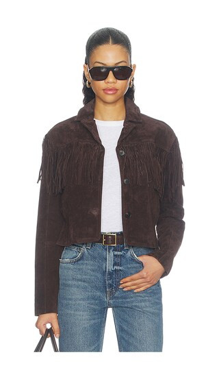 BLANKNYC Suede Fringe Jacket in Chocolate. - size M | Revolve Clothing (Global)