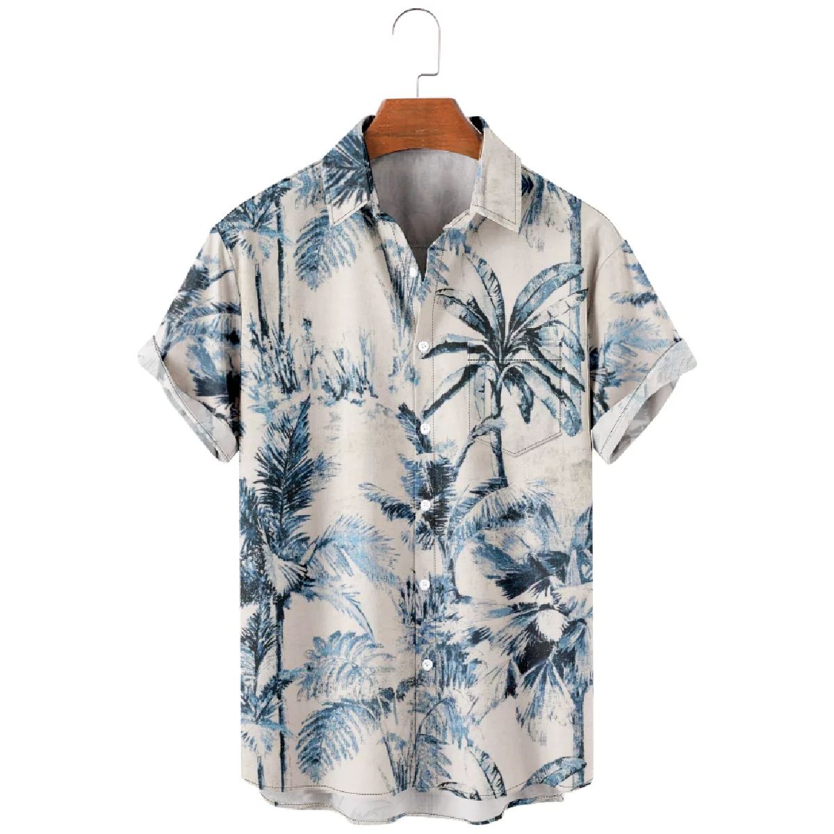 Beach Coconut Palm Tree Shirt Men Short Sleeve Lapel Summer Hawaiian Button-Down Shirts | Walmart (US)