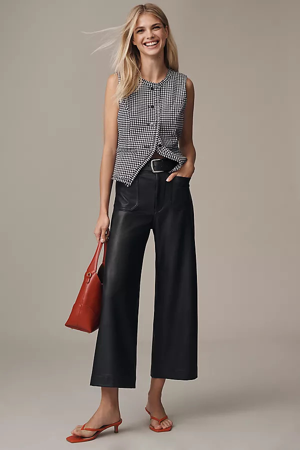 The Colette Faux Leather Crop Wide-Leg Pants by Maeve | Anthropologie (US)