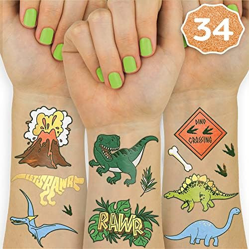 xo, Fetti Dinosaur Temporary Tattoos for Kids - 40 styles | Birthday Party Supplies, Dinosaur Par... | Amazon (US)