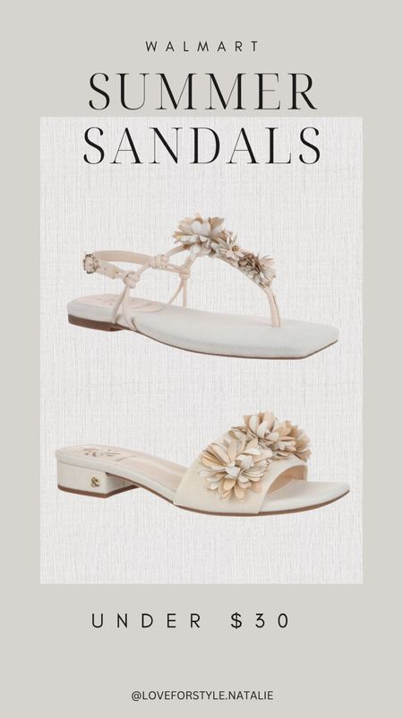 Walmart Summer Sandals - under $30 | Walmart finds | Spring sandals | neutral sandals | white sandals | floral | beach sandals | beach outfit | summer outfit inspo

#LTKshoecrush #LTKstyletip #LTKSeasonal