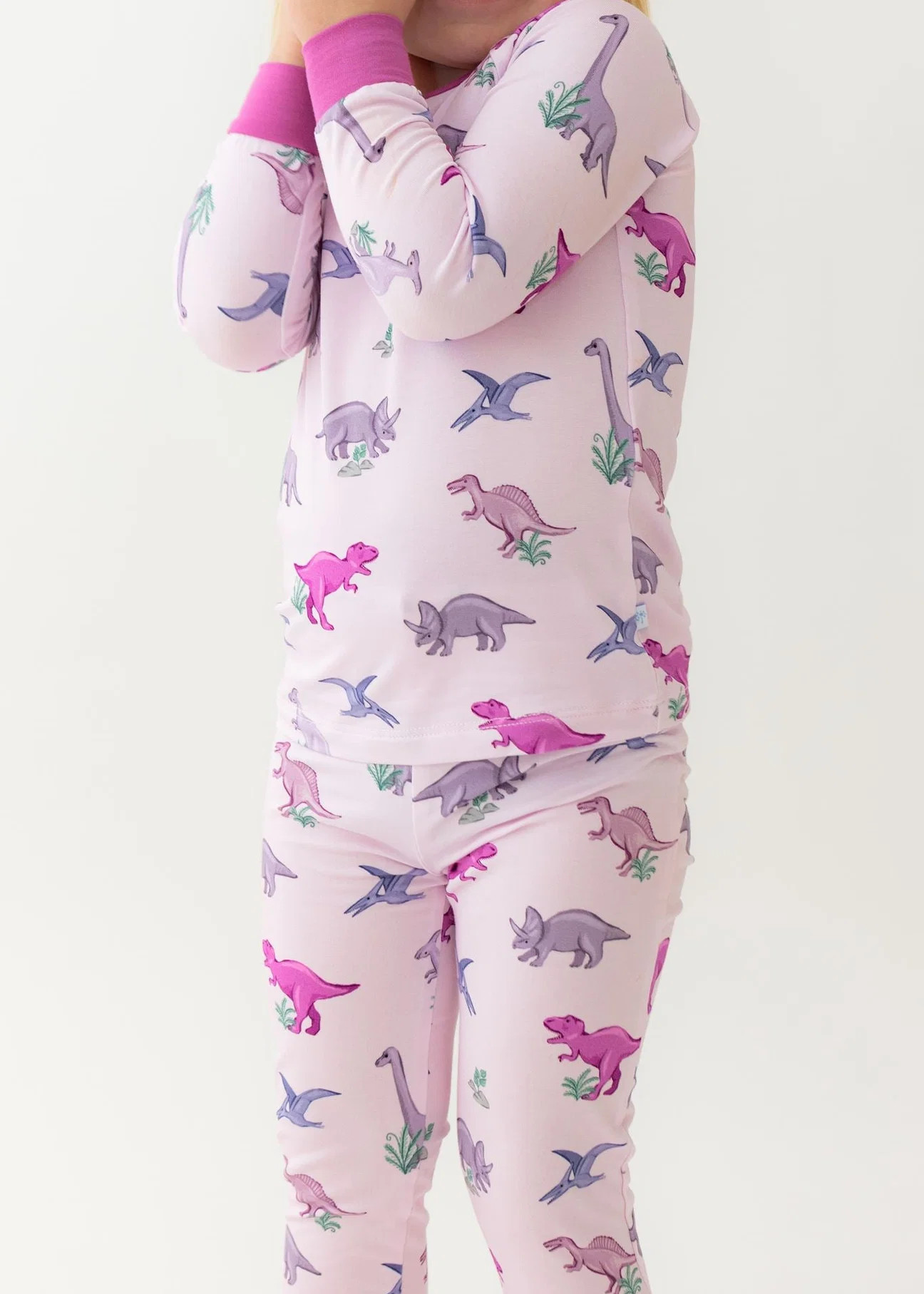 Dinos Pink Two-Piece Pajamas | Tiny Jams