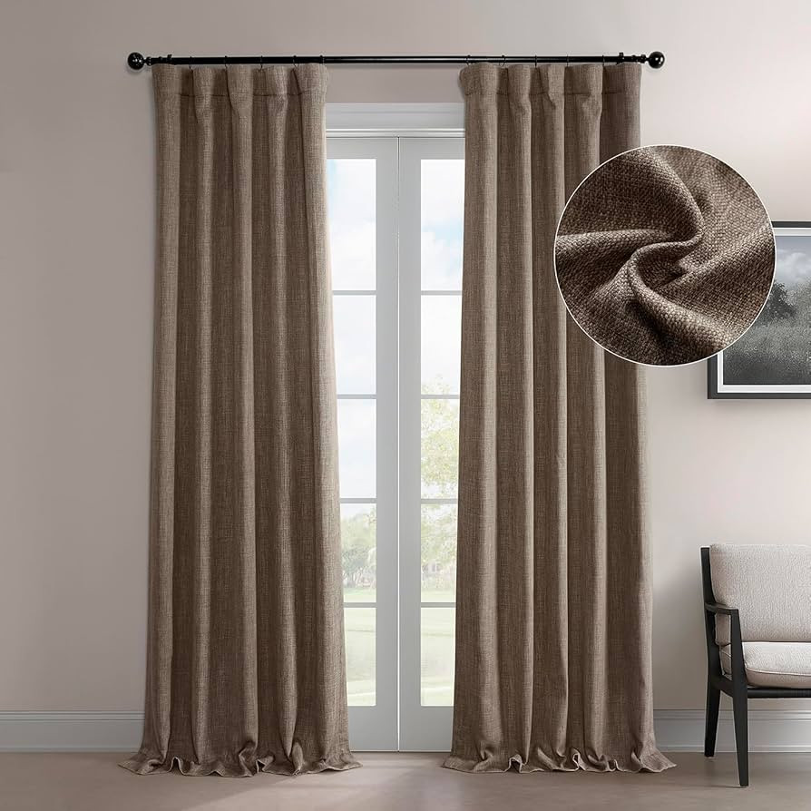 HPD Half Price Drapes Faux Linen Room Darkening Curtains - 96 Inches Long Luxury Linen Curtains f... | Amazon (US)
