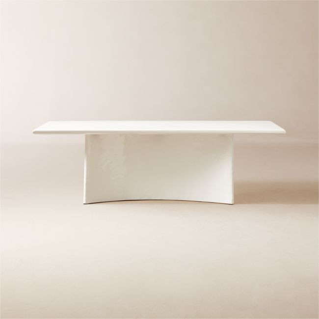 Irie 100"" Rectangular White Concrete Dining Table | CB2
