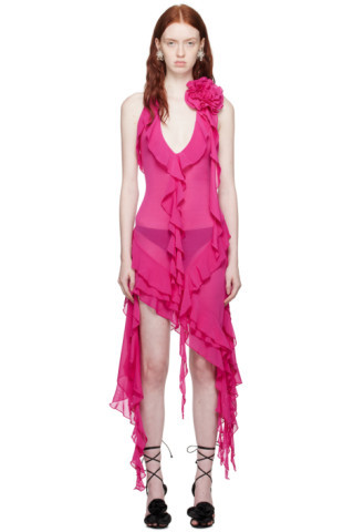 Pink Garden of Eden Midi Dress | SSENSE