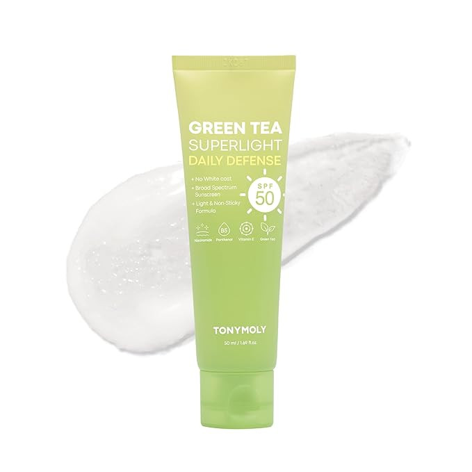 TONYMOLY Green Tea Korean Sunscreen for Face, Travel Size Sunscreen SPF 50, Non-Greasy & No White... | Amazon (US)