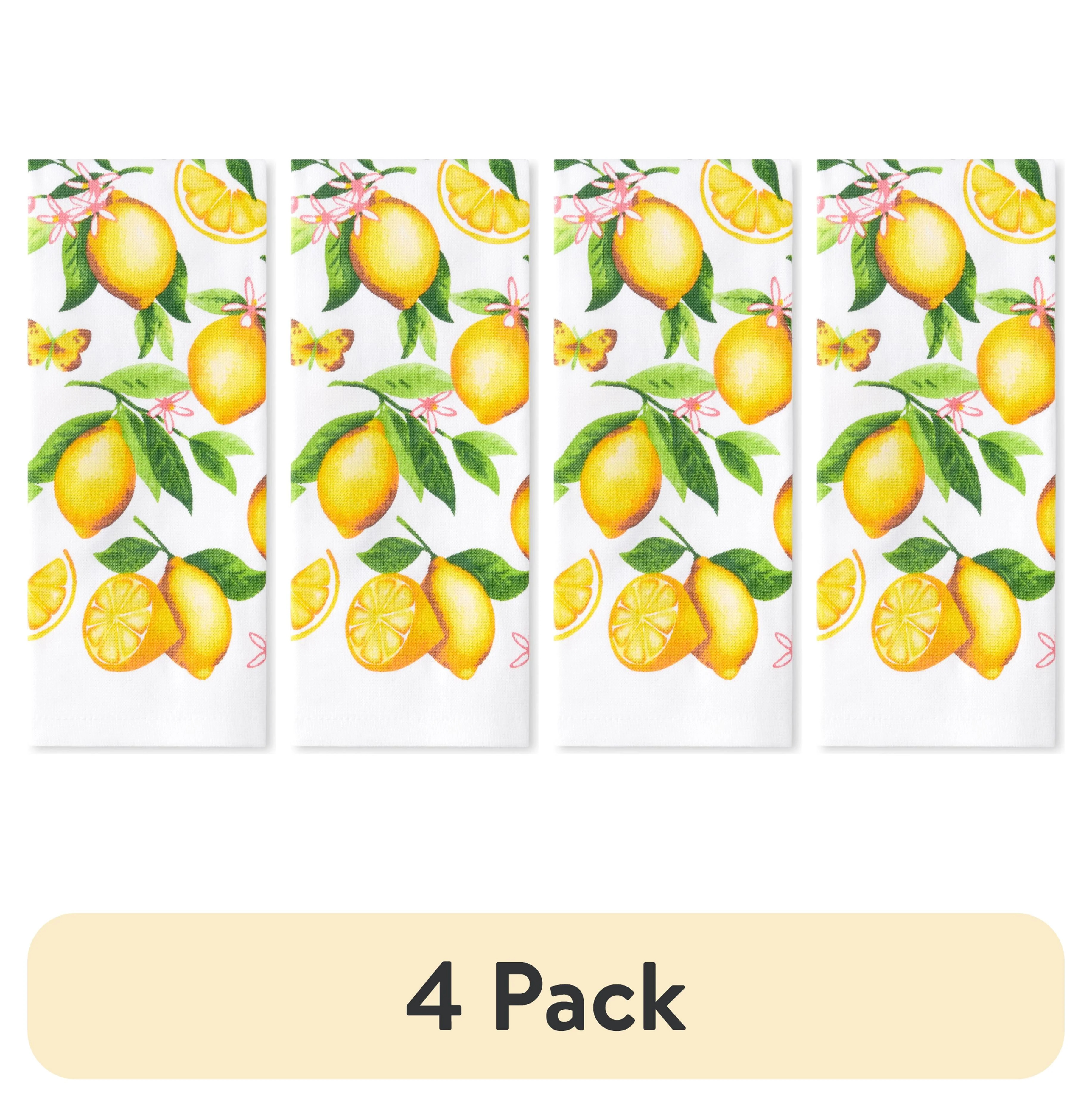 (4 pack) Mainstays Printed Cotton Kitchen Towel, 15"W x 25"L, Lemons, 1 Piece | Walmart (US)