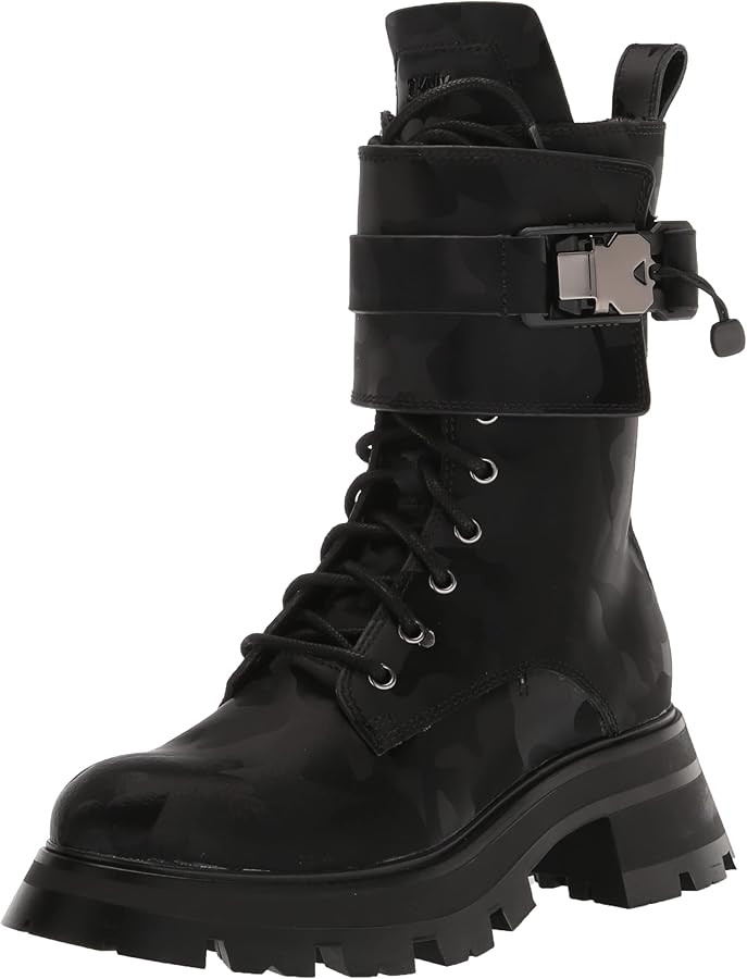 DKNY Women's Sava Lace Up Buckled Combat Boot Fashion | Amazon (US)