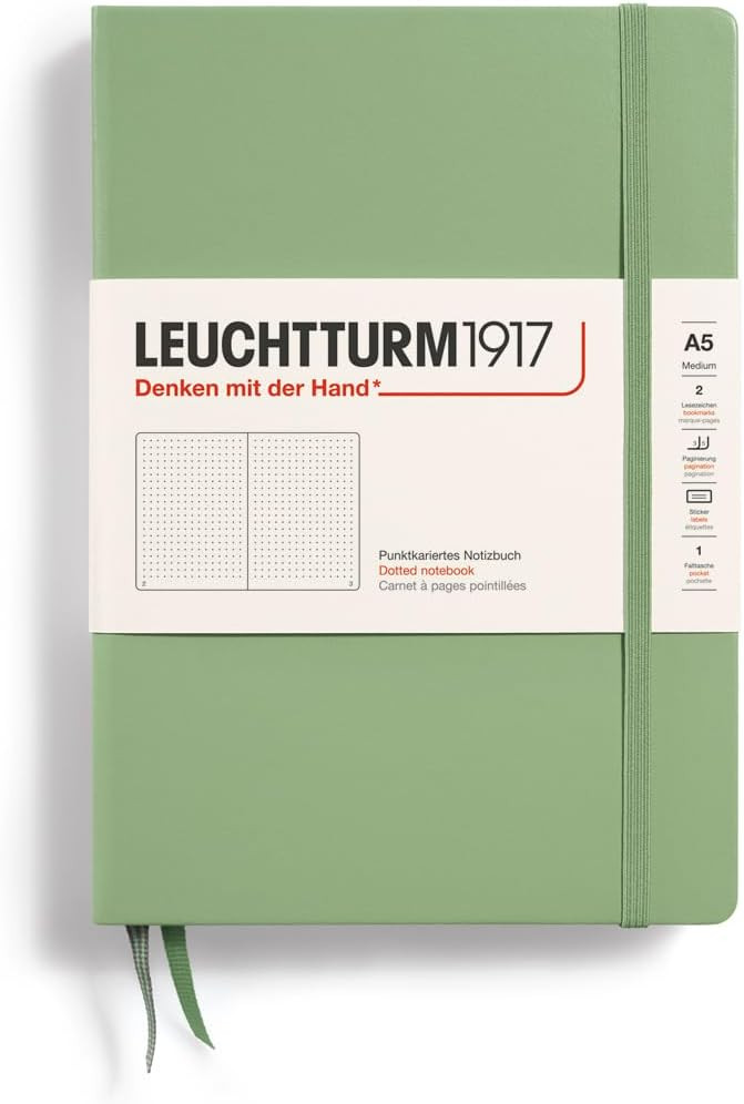 LEUCHTTURM1917 - Notebook Hardcover Medium A5-251 Numbered Pages for Writing and Journaling (Sage... | Amazon (US)
