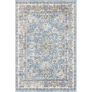 Valencia Traditional Persian Machine Washable Blue 7 ft. 10 in. x 10 ft. Area Runner Rug | The Home Depot