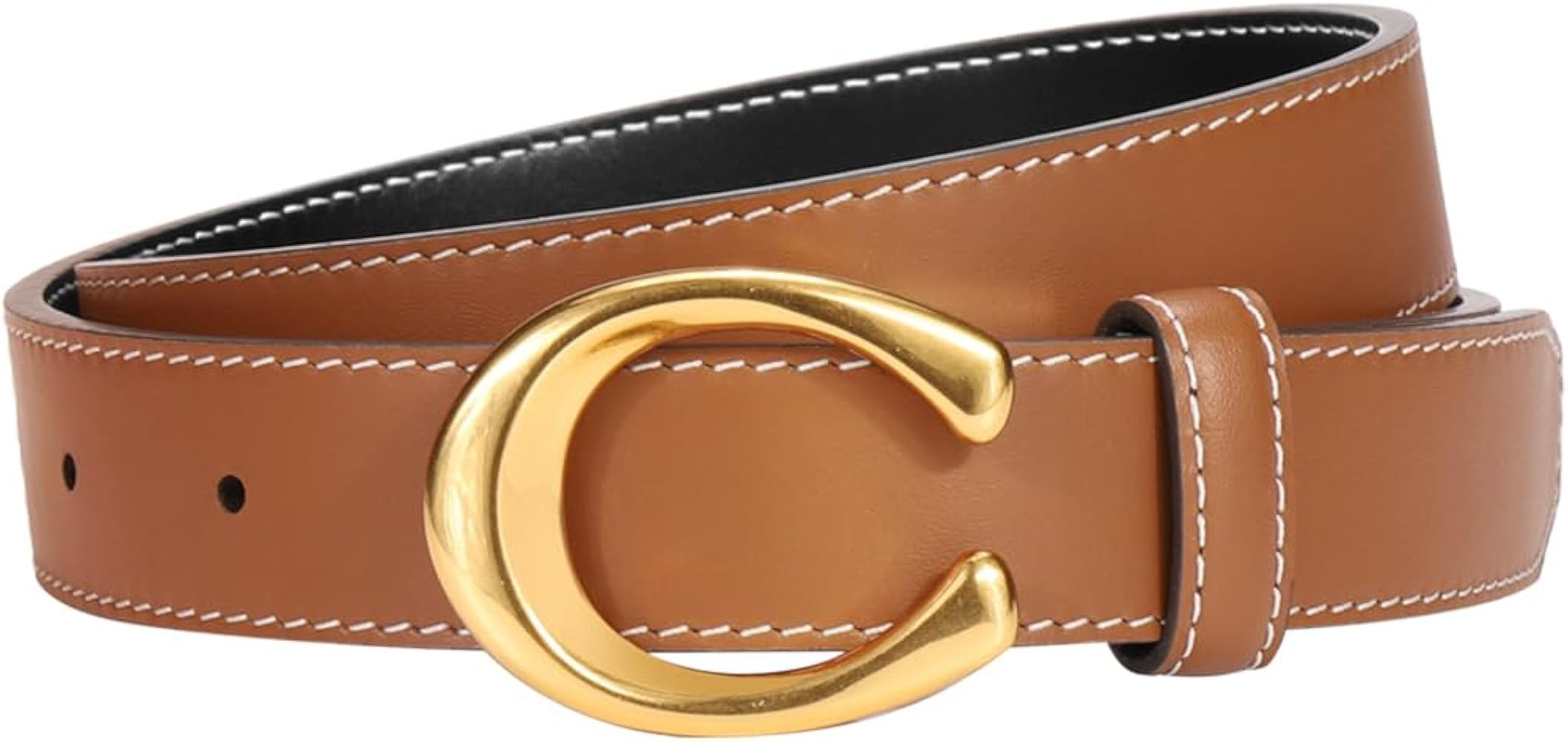 C Belts for Women Black and Brown Reversible Belt Buckle Designer Tan Leather for Womens Jeans Pa... | Amazon (US)