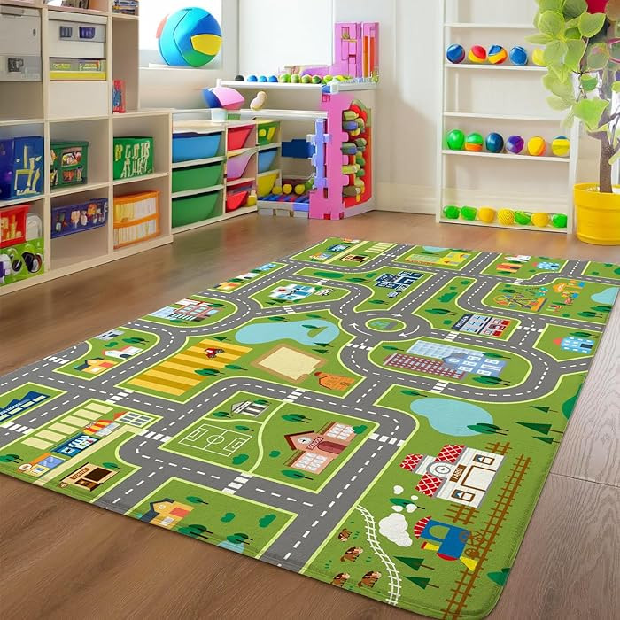 Kids Room Rug City Life Great for Playroom Classroom Bedroom - Non-Slip City Pretend Room Mat (La... | Amazon (US)