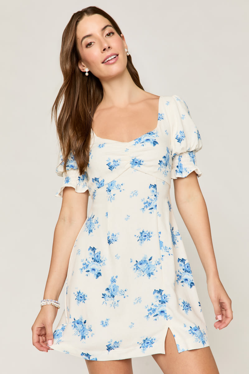 Bianca Floral Puff Sleeve Mini Dress | Francesca's