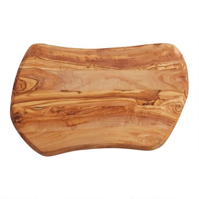 Large Round White Marble and Wood Paddle Cutting Board | World Market