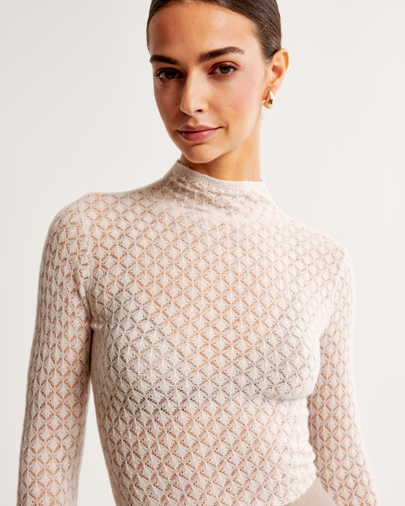 Merino Wool-Blend Pointelle Top | Abercrombie & Fitch (US)