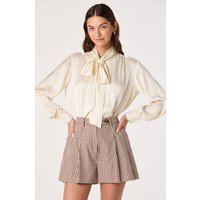 ASTR the Label | Marbry High Neck Tie Detail Top in Cream | Size L | ASTR The Label (US)