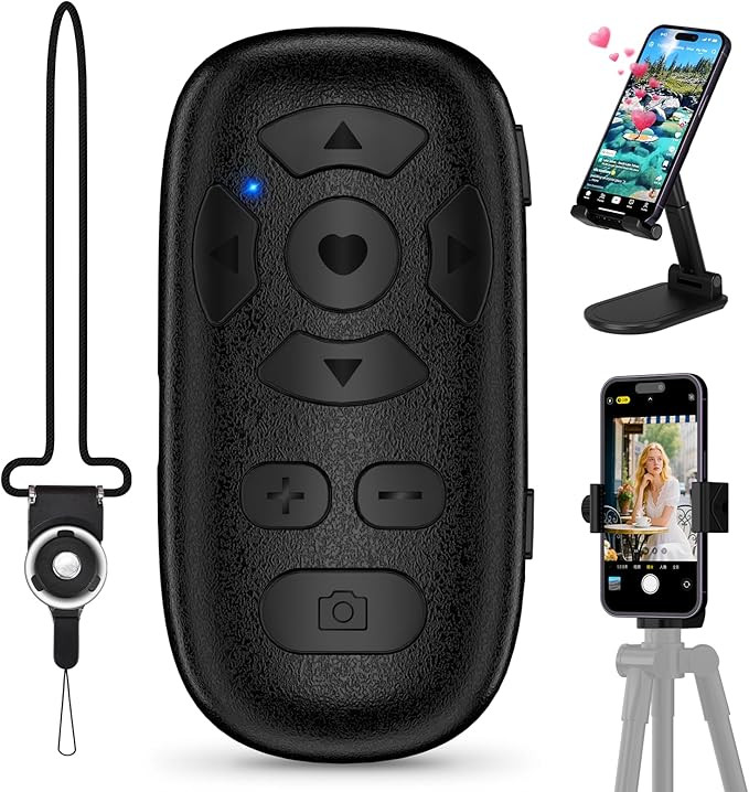 Wireless Camera Remote Control for iPhone & Android, TikTok Scrolling Remote with Phone Holder an... | Amazon (US)