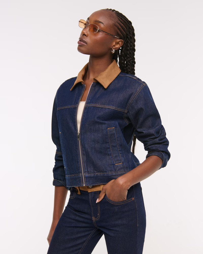 Women's Denim Zip-Up Jacket | Women's Coats & Jackets | Abercrombie.com | Abercrombie & Fitch (US)