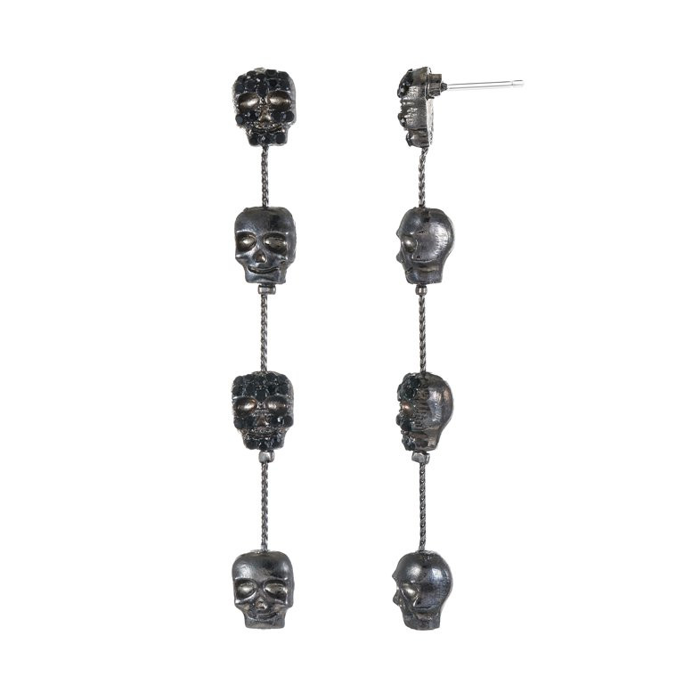 Way to Celebrate Halloween Linear Skull Earrings, Black, 1 Pair, Female - Walmart.com | Walmart (US)
