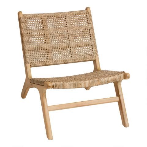Natural Open Weave Girona Outdoor Accent Chair Set of 2 | World Market