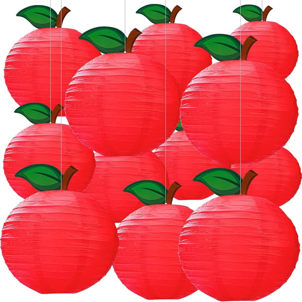 Retisee 12 Pcs 10 Inch Classroom Decor Red Apple Shaped Paper Lantern Back to School Decoration H... | Amazon (US)