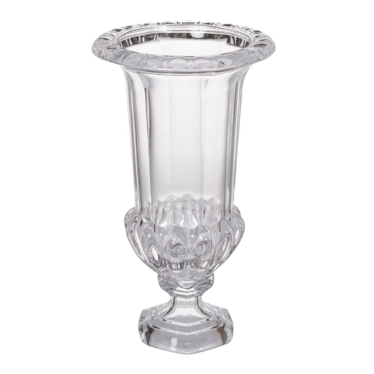 15” Clear Glass Pedestal Vase with Ornate Design, Crystal-Inspired Home Accent for Mantel, Tabl... | Wayfair North America