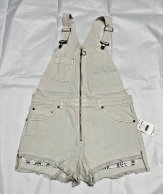 NWT Free People Sunkissed Shortall Off White Overall Denim Women's Size 12  | eBay | eBay US