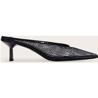 Black Mesh Point Toe Low Heel Court Mules | PrettyLittleThing US