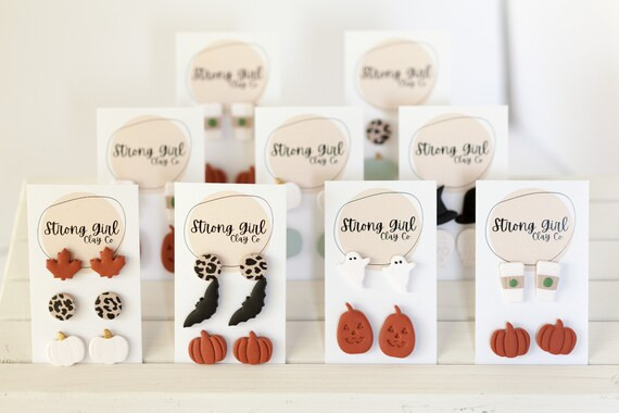 Fall Halloween Stud Earrings  BUILD YOUR OWN Stud Pack Ghost - Etsy | Etsy (US)