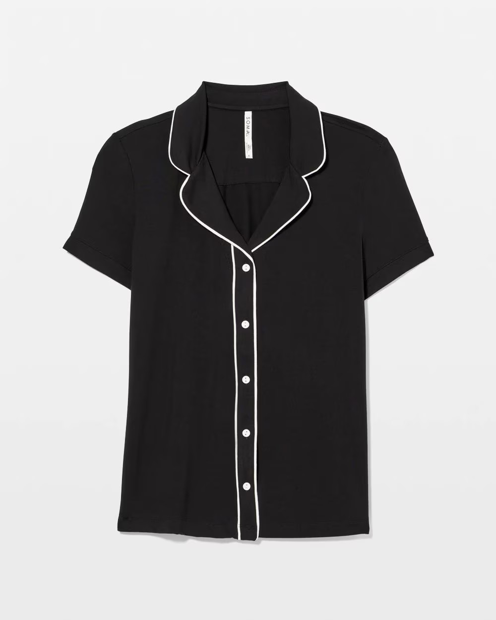 Solid Short Sleeve Notch Collar Pajama Top | Soma | SOMA