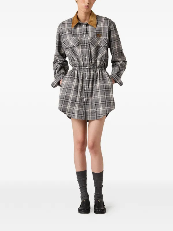 flannel mini-dress | Farfetch Global