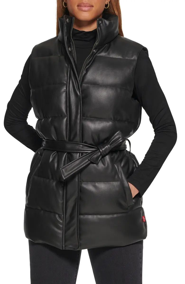 361™ Belted Faux Leather Puffer Vest | Nordstrom