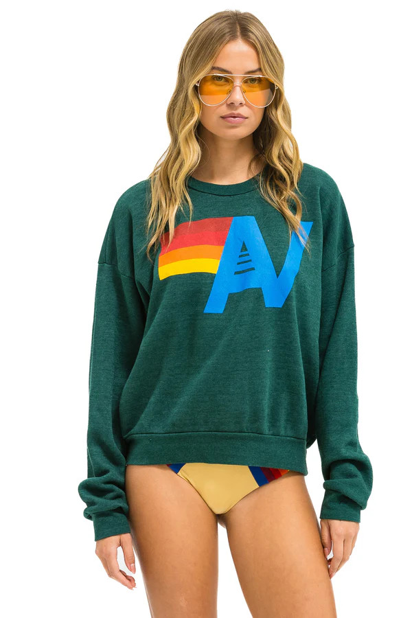 LOGO RELAXED CREW SWEATSHIRT - FOREST | Aviator Nation