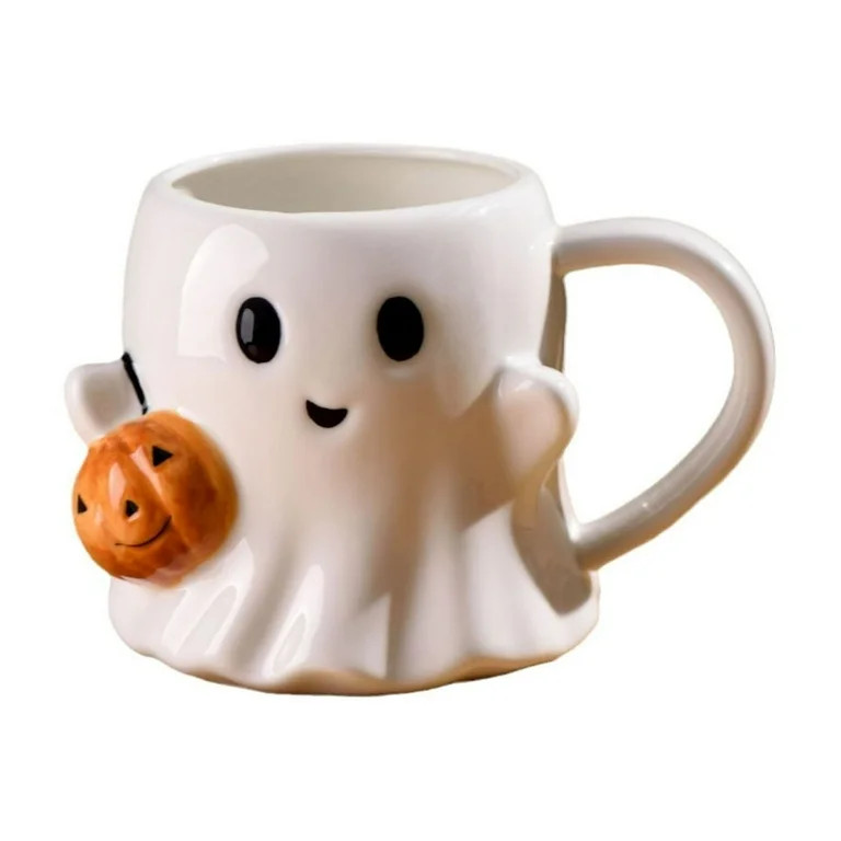 Halloween Ceramic Ghost Mug with Pumpkin Design, 12oz Cute Coffee Cup for Hot and Cold Beverages,... | Walmart (US)