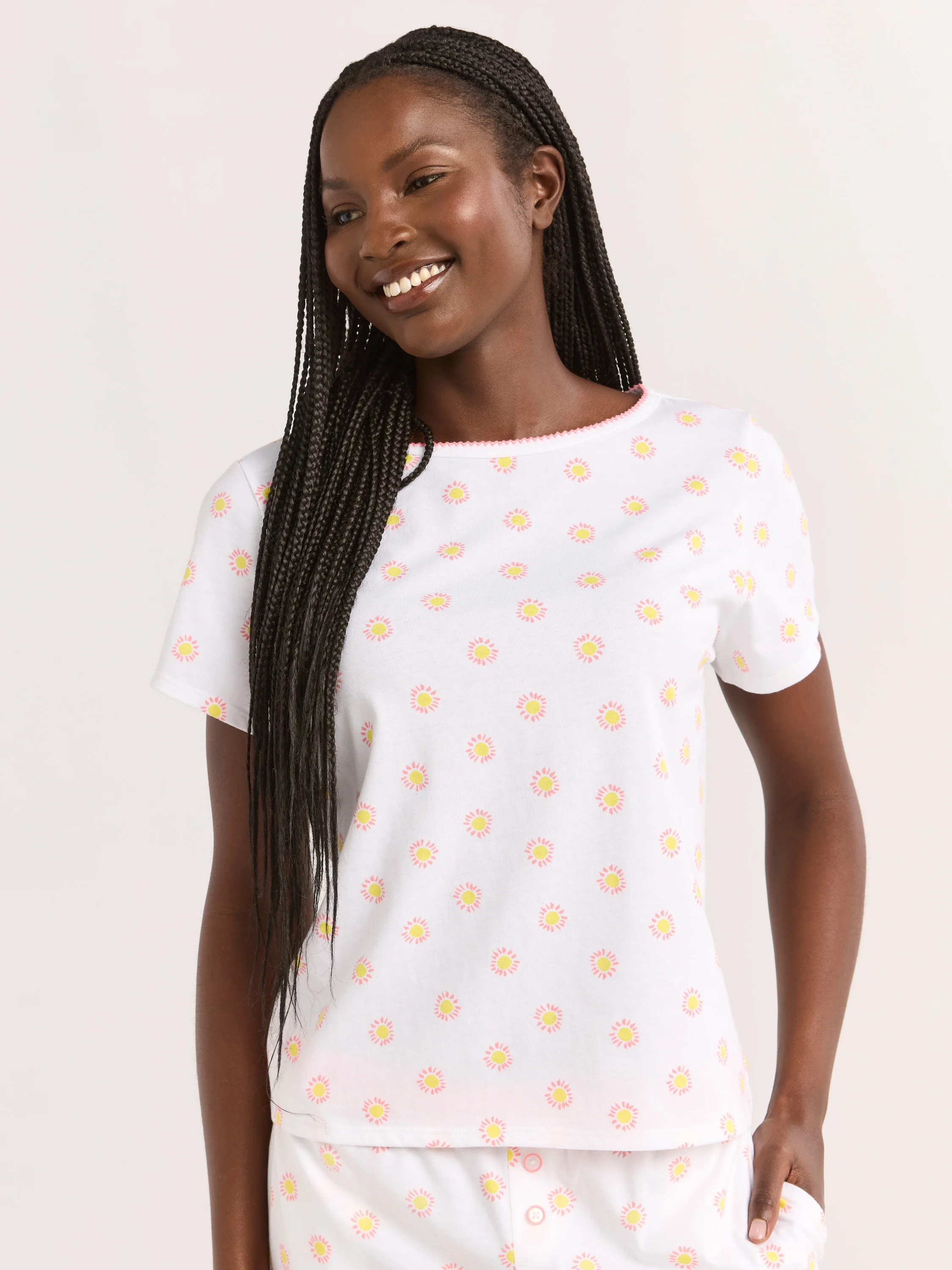 Joyspun Women's Jersey Sleep Tee with Short Sleeves, Sizes XS-3X | Walmart (US)