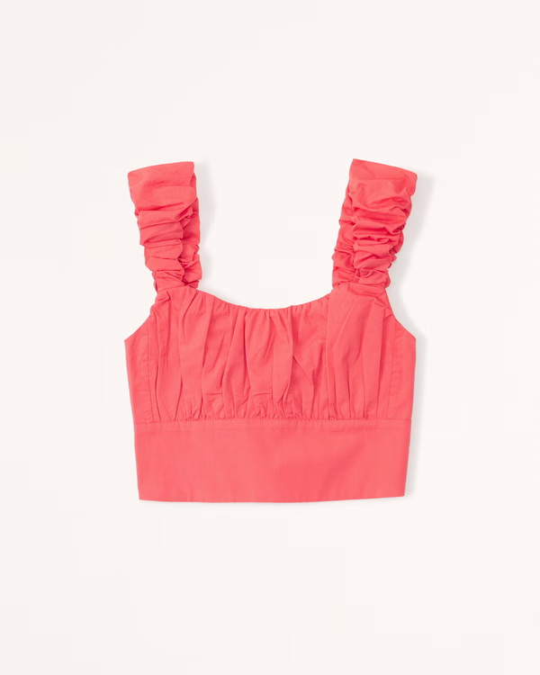 Poplin Scrunch Strap Set Top | Abercrombie & Fitch (US)