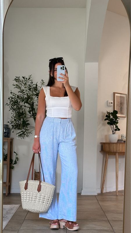 Linen pants outfit 20% off 
wearing xs regular & small top 

Coastal style, European summer, linen trousers, open back top, linen top, linen set 

#LTKFindsUnder50 #LTKStyleTip #LTKU